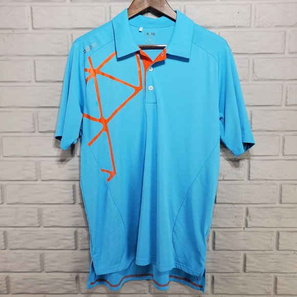 Adidas Adizero Men's‎ Size Medium Blue Orange Graphic Print Collared Golf Polo - Picture 1 of 10